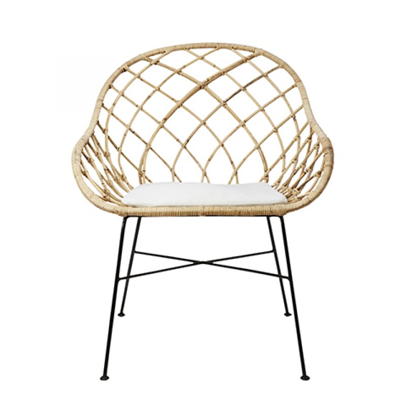 ARMCHAIR NET RATTAN IRON WITH CUSHION - CHAIRS, STOOLS